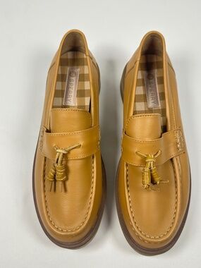 Sperry Bayside Platform Tassel Loafers Women's Size 8.5 Chunky Preppy Tan